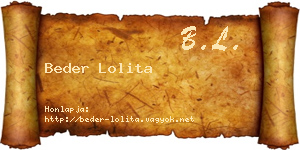 Beder Lolita névjegykártya